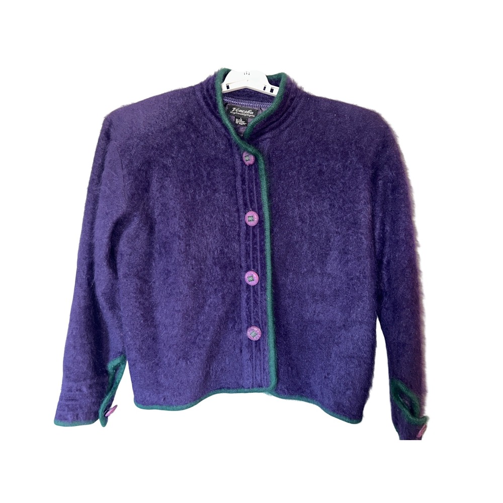 Venesha Cardigan Jacket Women Size L Purple Angora Whimsigoth Dark Academia